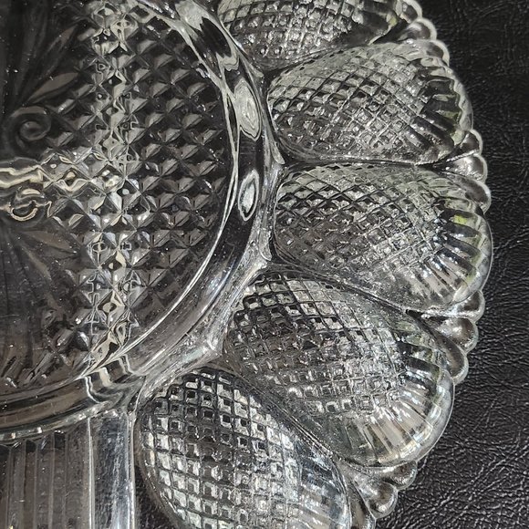 Rare Find 1950 LE Smith Heritage/567 Clear Glass, Divided Eggplate and Relish Tr - Picture 7 of 10